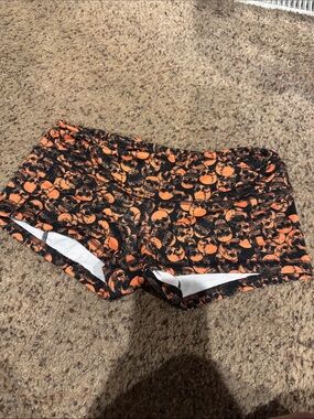 Fleo Black Active Shorts with Orange Skull Print